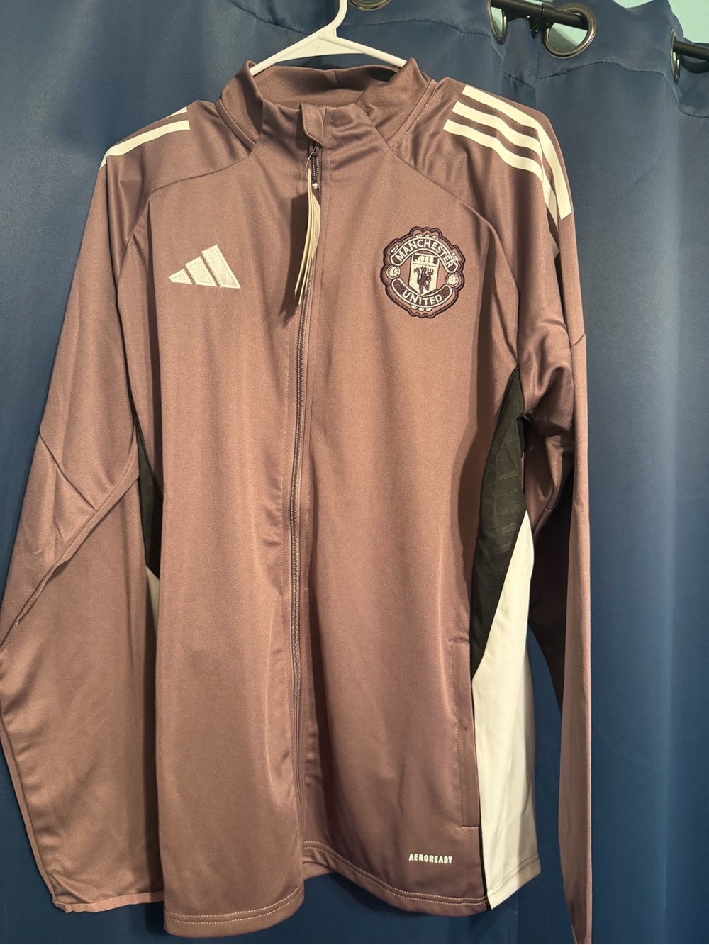 adidas Burgundy Zip-Front Training Jacket with White Logos